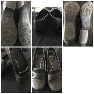 Dansko black leather flats Sz 8 GUC